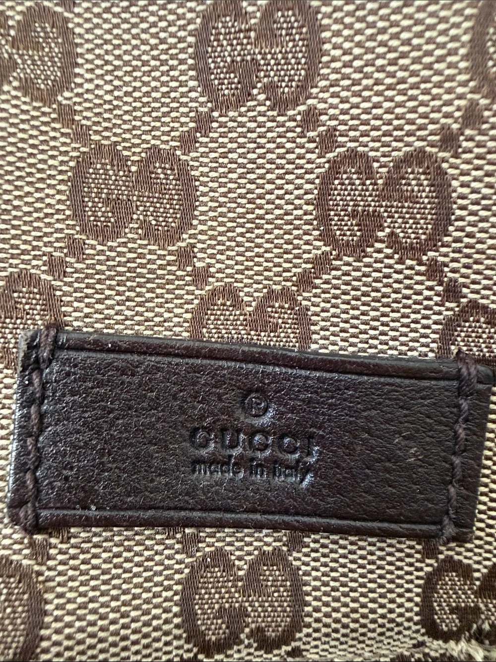 Gucci Brown GG Canvas Diaper Bag with Green and Red Signature Strap